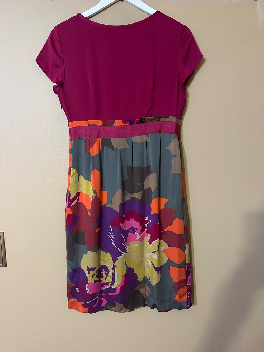 Elegant Floral Mixed-Color Short Sleeve Dress